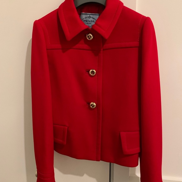 Prada Scarlet Jacket with Gold Accents